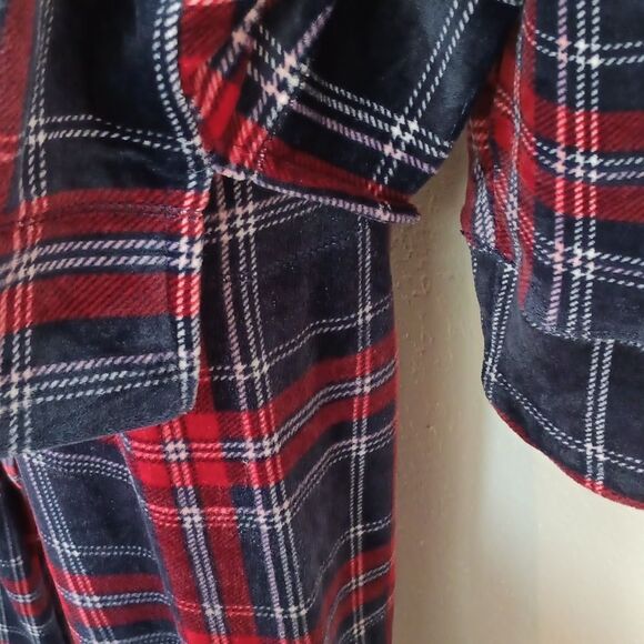 Nautica women's blue/red plaid plush V neck long-sleeve  2 Piece pajamas set XL - Picture 7 of 11